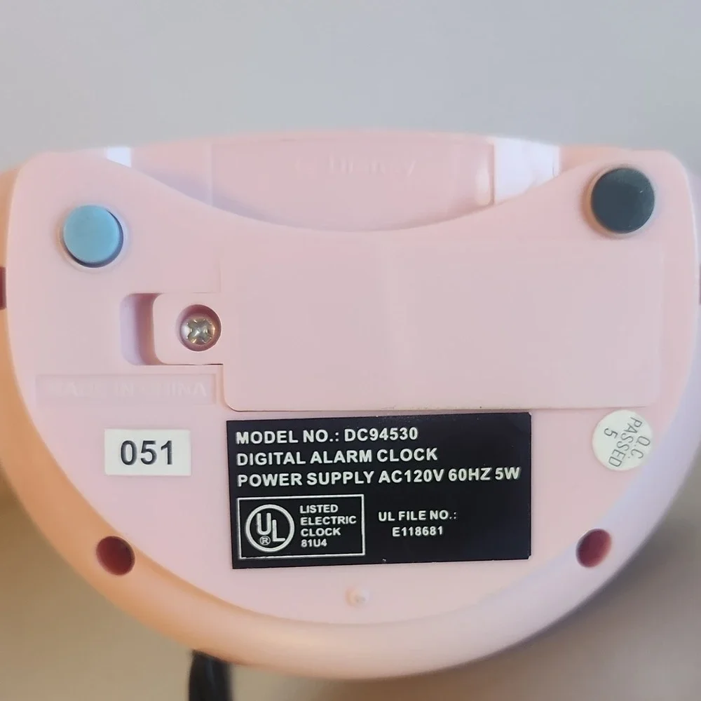 Disney Cinderella Digital Alarm Clock Pink DC94530 AC120V 60Hz 5W